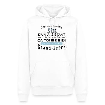 Bientot Grand-Frêre Bétise - Sweat à capuche Premium bio Homme - blanc - Devant - Nico (187cm)