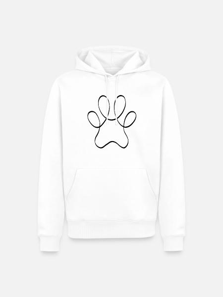 En linje pote sort - Herre Premium økologisk hoodie - hvid