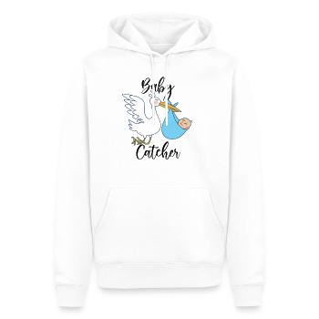 Cigogne sage-femme | Cadeau de profession d'accoucheuse - Sweat à capuche Premium bio Homme - blanc - Devant - Nico (187cm)