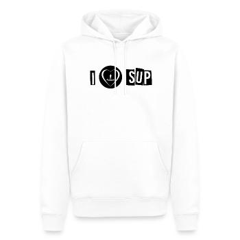 Stand up paddle | J'adore le SUP - Sweat à capuche Premium bio Homme - blanc - Devant - Nico (187cm)