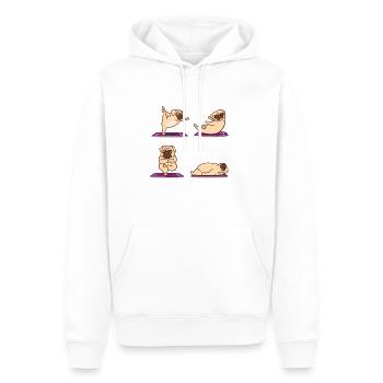 Yoga Mops | Pilates Sport Yogamatte Kurs Geschenke - Männer Premium Bio Hoodie - Weiß - Vorne - Nico (187cm)