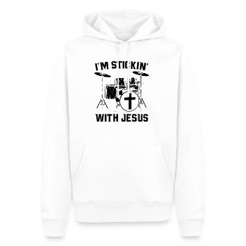 Schlagzeug Jesus | Schlagzeuger Musik Geschenkidee - Männer Premium Bio Hoodie - Weiß - Vorne - Nico (187cm)