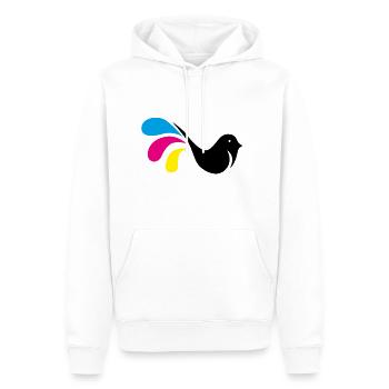 Graphique d'oiseau coloré - Sweat à capuche Premium bio Homme - blanc - Devant - Nico (187cm)