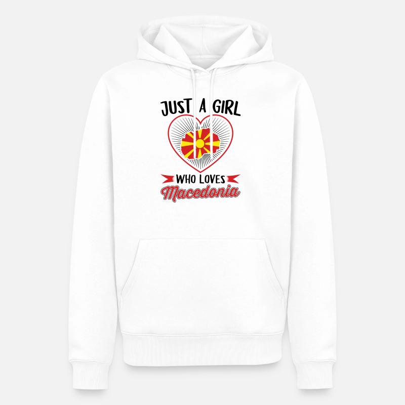 Macédoine Balkans | Fille macédonienne présente - Sweat à capuche Premium bio Homme - blanc