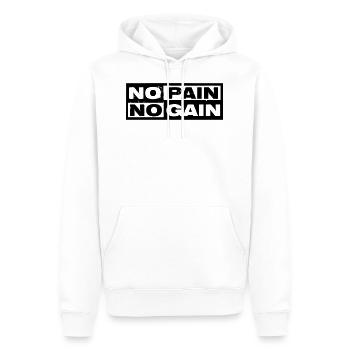 NO PAIN NO GAIN - Männer Premium Bio Hoodie - Weiß - Vorne - Nico (187cm)