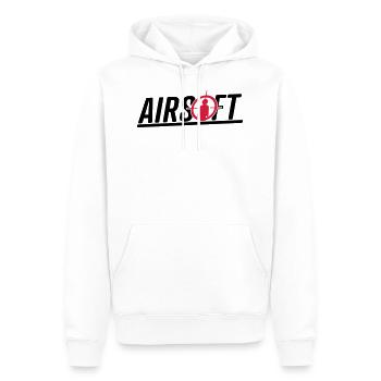 Airsoft - Men’s Premium Organic Hoodie - white - Front - Nico (187cm)