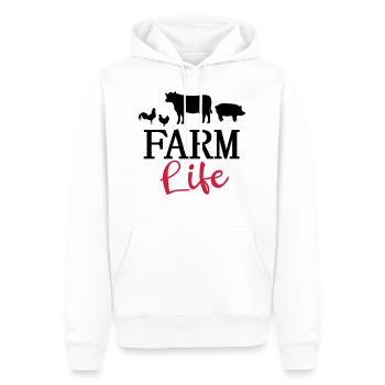 La vie à la ferme fermier fermier vache poulet - Sweat à capuche Premium bio Homme - blanc - Devant - Nico (187cm)