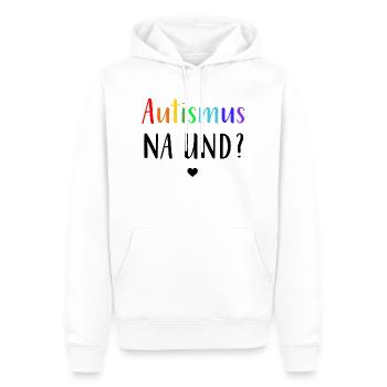 Autismus Autist | Autismus na und? - Männer Premium Bio Hoodie - Weiß - Vorne - Nico (187cm)
