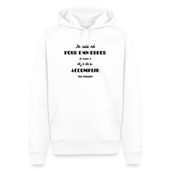 Je suis né pour emmerder le monde - Sweat à capuche Premium bio Homme - blanc - Devant - Nico (187cm)