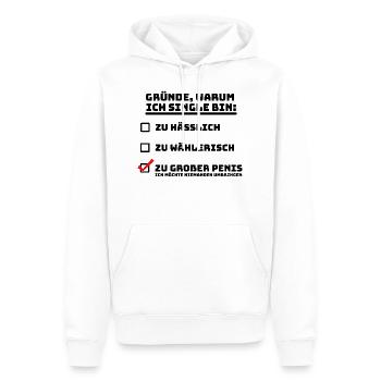Gründe warum ich Single bin - Männer Premium Bio Hoodie - Weiß - Vorne - Nico (187cm)