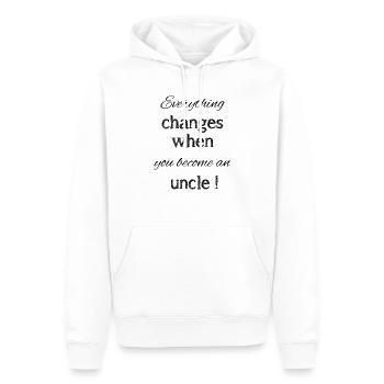 Become à uncle | Oncle | Meilleur oncle - Sweat à capuche Premium bio Homme - blanc - Devant - Nico (187cm)