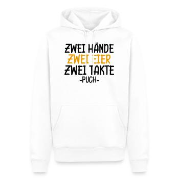 Zwei Takte Zwei Hände Puch DDR Geschenk Opa Spruch - Männer Premium Bio Hoodie - Weiß - Vorne - Nico (187cm)