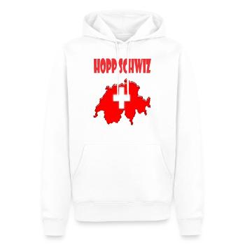 Schweiz Design - Männer Premium Bio Hoodie - Weiß - Vorne - Nico (187cm)