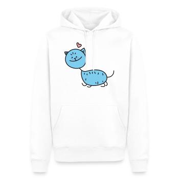Strichmännchen Katze (b) - Männer Premium Bio Hoodie - Weiß - Vorne - Nico (187cm)