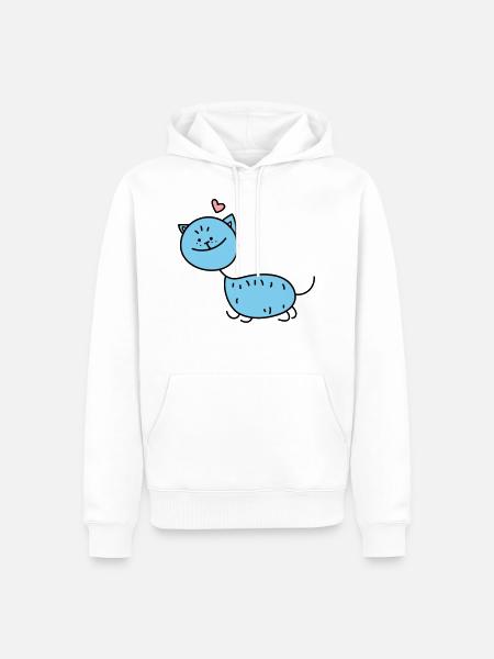 Strichmännchen Katze (b) - Männer Premium Bio Hoodie - Weiß