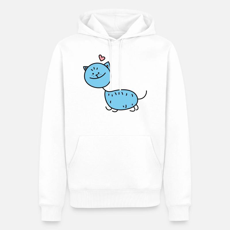 Strichmännchen Katze (b) - Männer Premium Bio Hoodie - Weiß