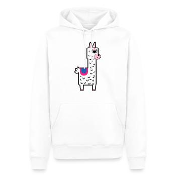Lama - Herre Premium økologisk hoodie - hvid - Foran - Nico (187cm)
