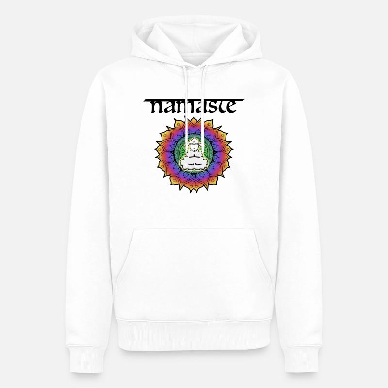 Mouton Namaste - Sweat à capuche Premium bio Homme - blanc