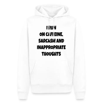 Ich renne auf Kaffee, Sarkasmus, schlechte Kommentare # - Männer Premium Bio Hoodie - Weiß - Vorne - Nico (187cm)