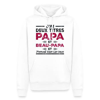 Ich habe zwei Titel: Papa und Stiefvater - Männer Premium Bio Hoodie - Weiß - Vorne - Nico (187cm)