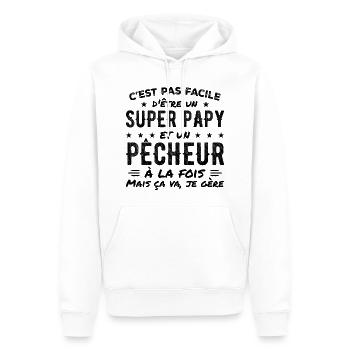 Super-Opa und Fischer-Geschenk - Männer Premium Bio Hoodie - Weiß - Vorne - Nico (187cm)