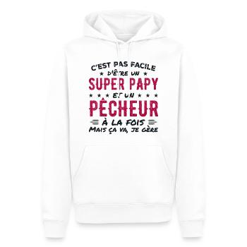 Super-Opa und Fischer-Geschenk - Männer Premium Bio Hoodie - Weiß - Vorne - Nico (187cm)