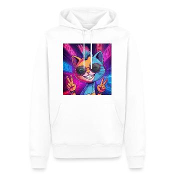 Frankensteen: Cyberpunk Kitty - Männer Premium Bio Hoodie - Weiß - Vorne - Nico (187cm)