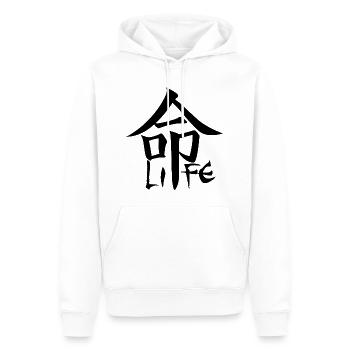 Black Japanese kanji for the word life - Men’s Premium Organic Hoodie - white - Front - Nico (187cm)