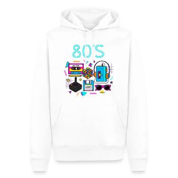 Retro Neon 80er Spielhalle - Männer Premium Bio Hoodie - Weiß - Vorne - Nico (187cm)