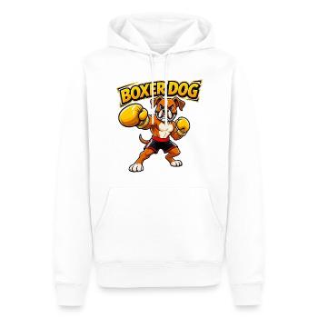 Funny Boxing Boxer Dog Design (Originaldesign) - Männer Premium Bio Hoodie - Weiß - Vorne - Nico (187cm)