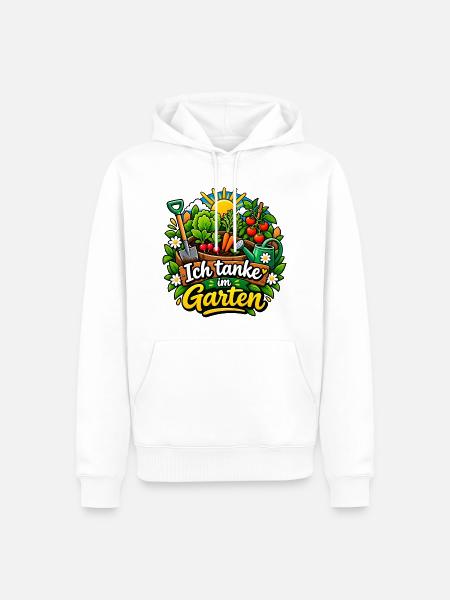 Ich tanke im Garten - Männer Premium Bio Hoodie - Weiß