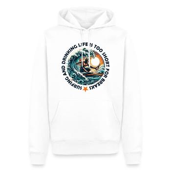 La vie de surf et de boisson est trop courte pour les pauses - Sweat à capuche Premium bio Homme - blanc - Devant - Nico (187cm)