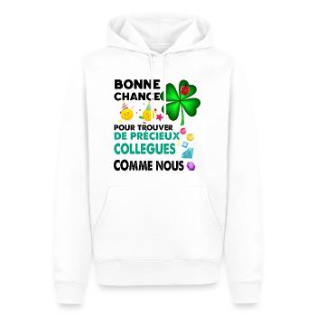 Collègues Précieux Cadeau Départ - Sweat à capuche Premium bio Homme - blanc - Devant - Nico (187cm)