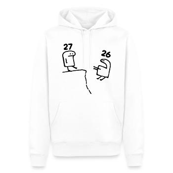 27 ans - Cadeau 27e Anniversaire Amusant 27 ans - Sweat à capuche Premium bio Homme - blanc - Devant - Nico (187cm)