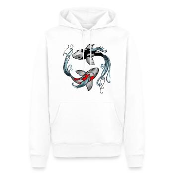 Poisson Koi Yin Yang - Sweat à capuche Premium bio Homme - blanc - Devant - Nico (187cm)
