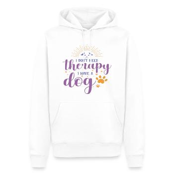 Je n’ai pas besoin de thérapie J’ai un chien - Sweat à capuche Premium bio Homme - blanc - Devant - Nico (187cm)