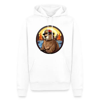 Castor pompier - Sweat à capuche Premium bio Homme - blanc - Devant - Nico (187cm)