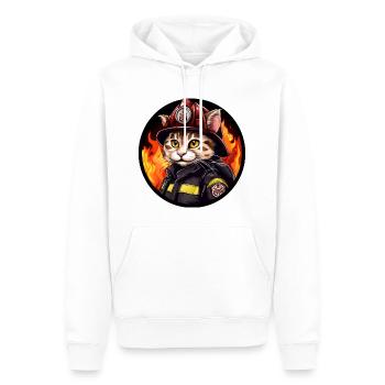 Katze Feuerwehr - Männer Premium Bio Hoodie - Weiß - Vorne - Nico (187cm)
