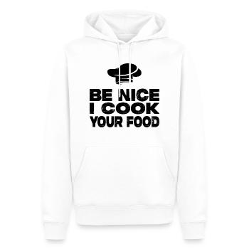 Be Nice I Cook Your Food - Lustiger Koch Spruch - Männer Premium Bio Hoodie - Weiß - Vorne - Nico (187cm)