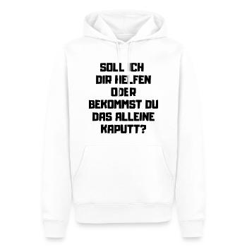 Soll ich dir helfen - Kaputt machen Handwerker - Männer Premium Bio Hoodie - Weiß - Vorne - Nico (187cm)