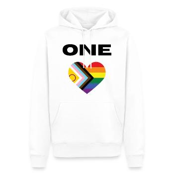 Un amour / Fierté / LGBTQ+ - Sweat à capuche Premium bio Homme - blanc - Devant - Nico (187cm)