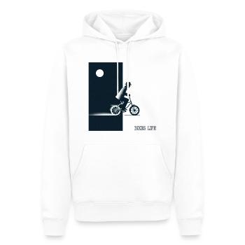 La vie à vélo - Sweat à capuche Premium bio Homme - blanc - Devant - Nico (187cm)