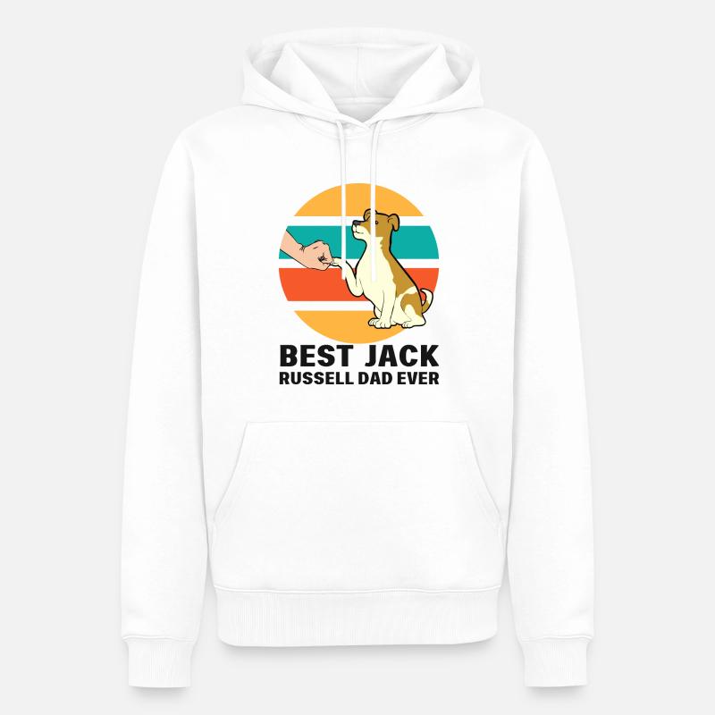 Jack Russell Papa - Sweat à capuche Premium bio Homme - blanc