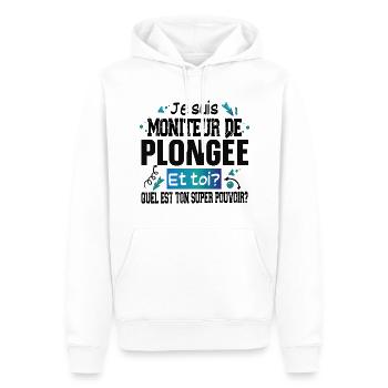 Moniteur de Plongée Super Pouvoir Cadeau Humour - Sweat à capuche Premium bio Homme - blanc - Devant - Nico (187cm)