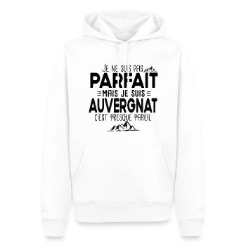 Auvergnat Auvergne France Cadeau Humour Montagne - Sweat à capuche Premium bio Homme - blanc - Devant - Nico (187cm)
