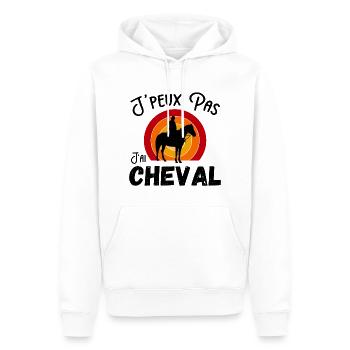 j'peux pas j'ai cheval -Retro vintage - Sweat à capuche Premium bio Homme - blanc - Devant - Nico (187cm)