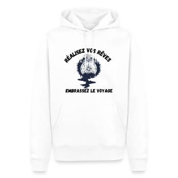 Naviguer les Rêves - Sweat à capuche Premium bio Homme - blanc - Devant - Nico (187cm)