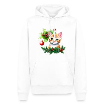 Eine entzückende Katze mit vor Neugier funkelnden Augen - Männer Premium Bio Hoodie - Weiß - Vorne - Nico (187cm)