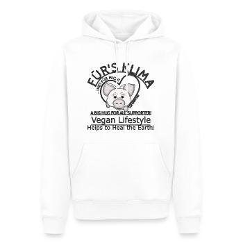Schweinchen Vegan Klima retten SabineVegan - Männer Premium Bio Hoodie - Weiß - Vorne - Nico (187cm)