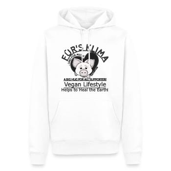 Schweinchen Vegan Klima retten SabineVegan - Männer Premium Bio Hoodie - Weiß - Vorne - Nico (187cm)